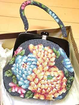 ⭐️一点物⭐️ 総ビーズバッグ 和装 手刺繍 総柄 花柄 和装 がま口 ビーズバッグ 花柄 レトロ ビーズ刺繍 総ビーズバッグ 和装用
